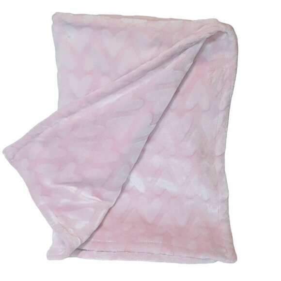 Nuby Embossed Heart Pink Soft Baby Security Lovey Blanket 40" X 30" - Picture 2 of 5